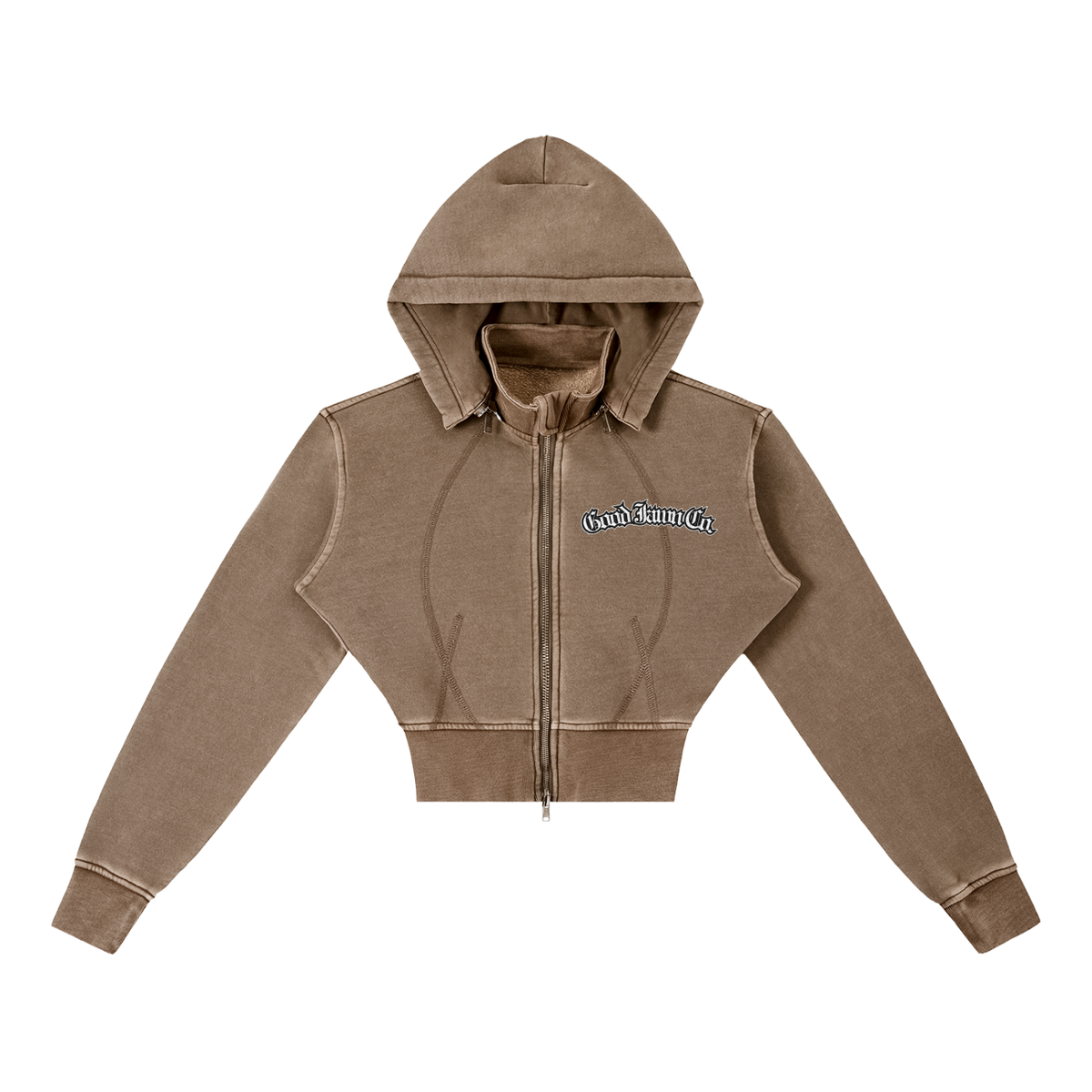 GJ Vintage Washed Cropped Fleece Hoodie