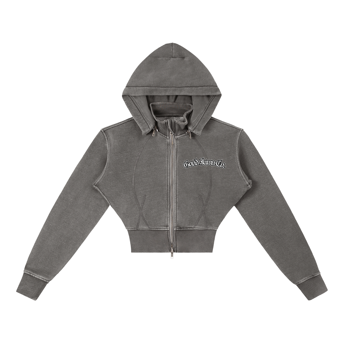 GJ Vintage Washed Cropped Fleece Hoodie