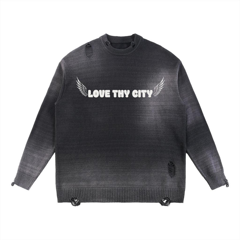 Love Thy City Distressed Sweater