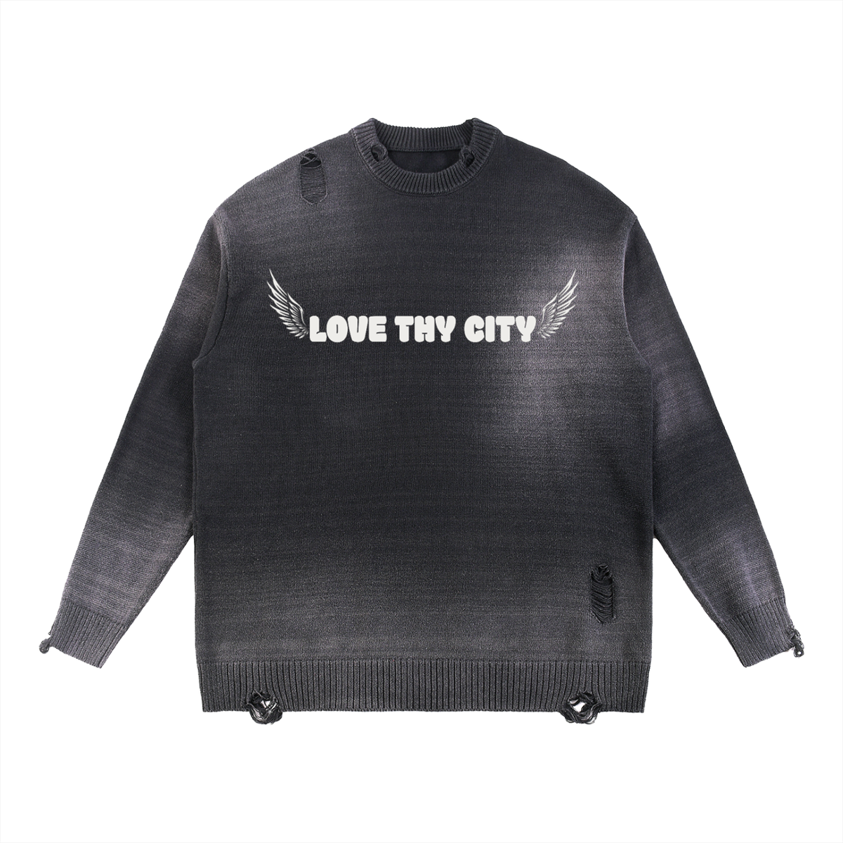 Love Thy City Distressed Sweater