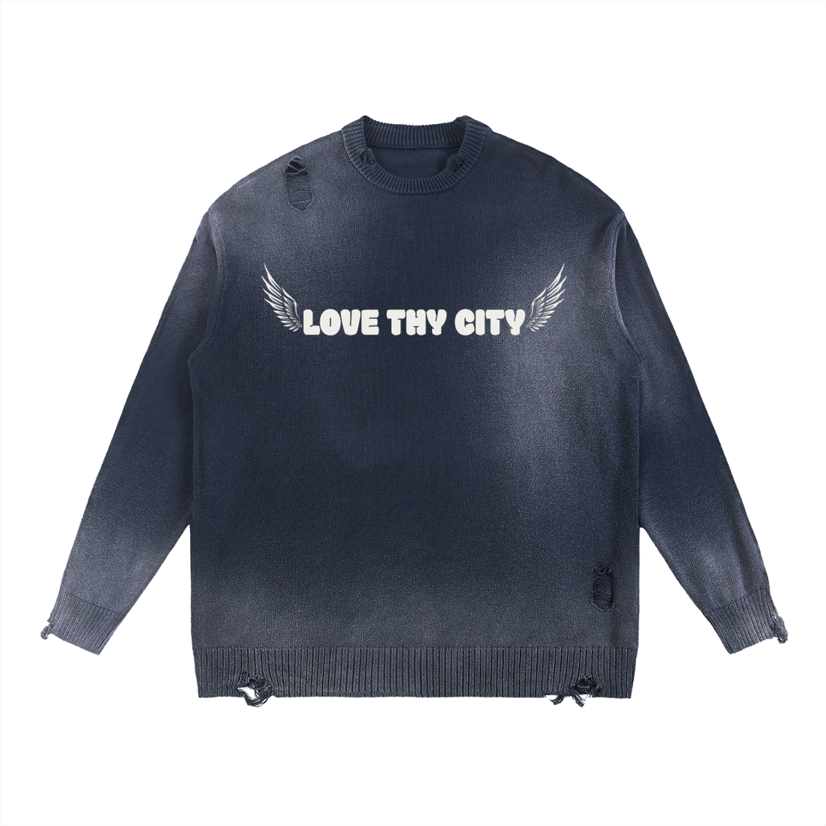 Love Thy City Distressed Sweater