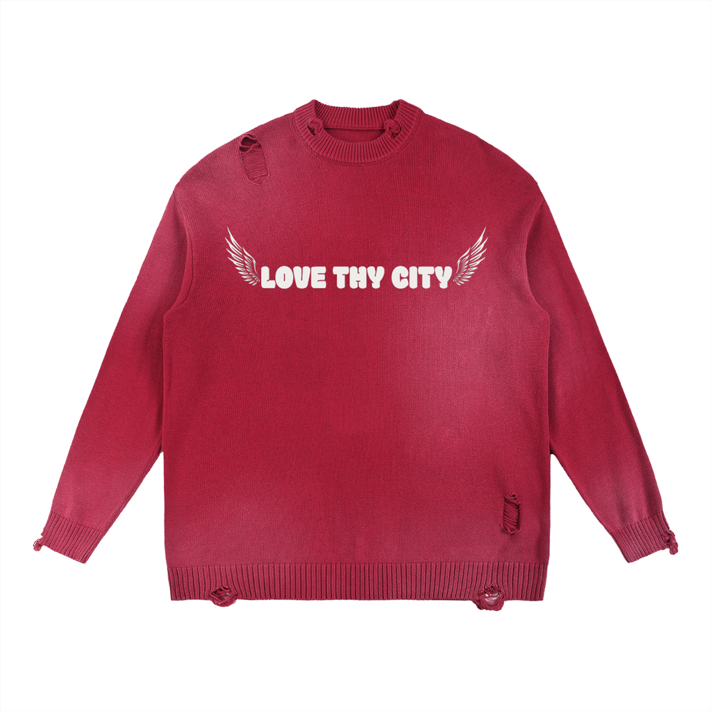 Love Thy City Distressed Sweater