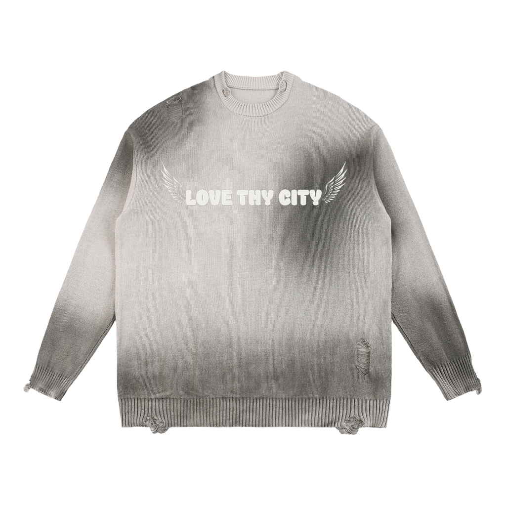 Love Thy City Distressed Sweater