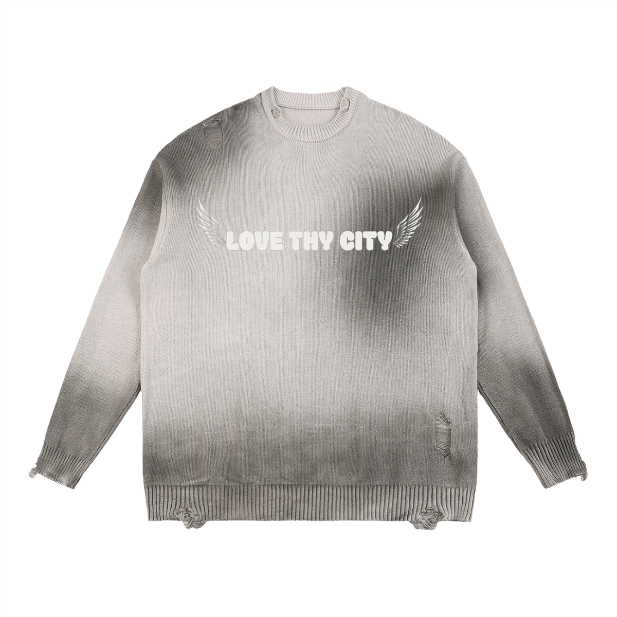 Love Thy City Distressed Sweater